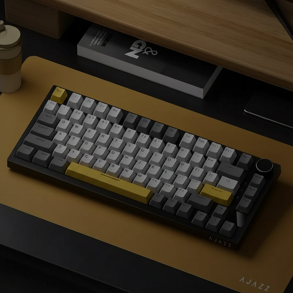 Mechanical keyboard with RGB backlit feature on a desk setup