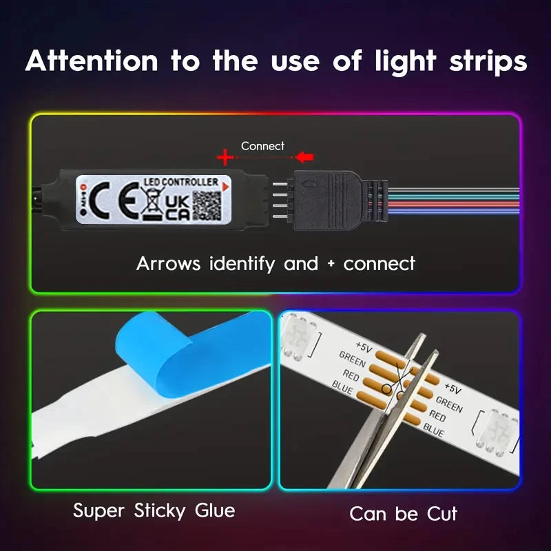 RGB LED Strip Lights — USB, Remote + App