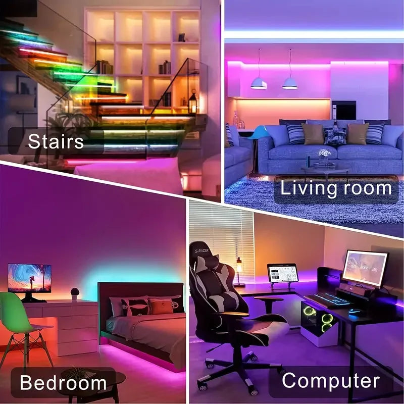 RGB LED Strip Lights — USB, Remote + App
