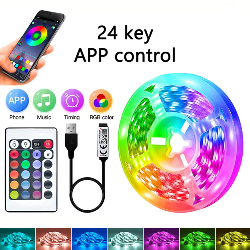 RGB LED Strip Lights — USB, Remote + App