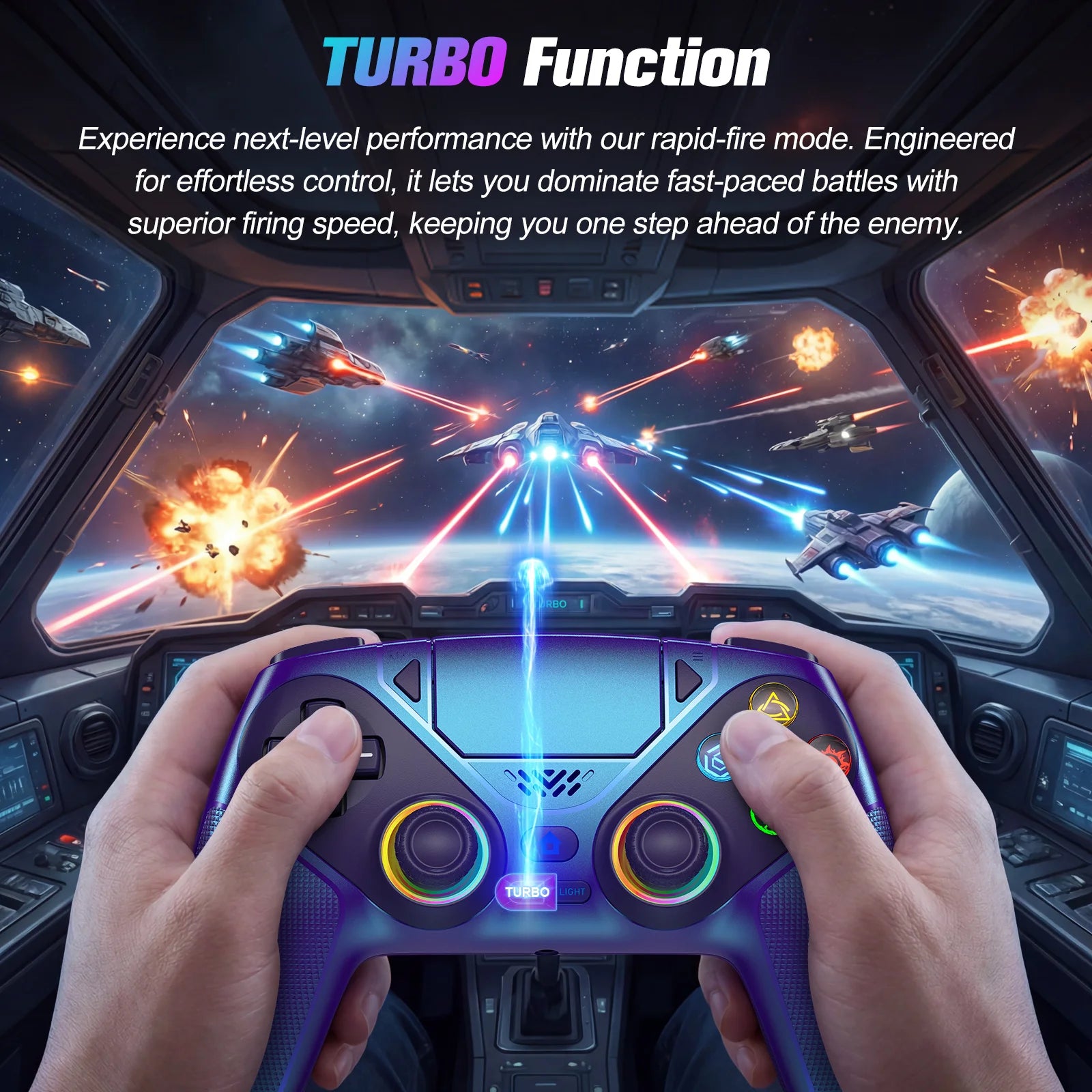 RGB Turbo Wireless Controller (PS5-Compatible)