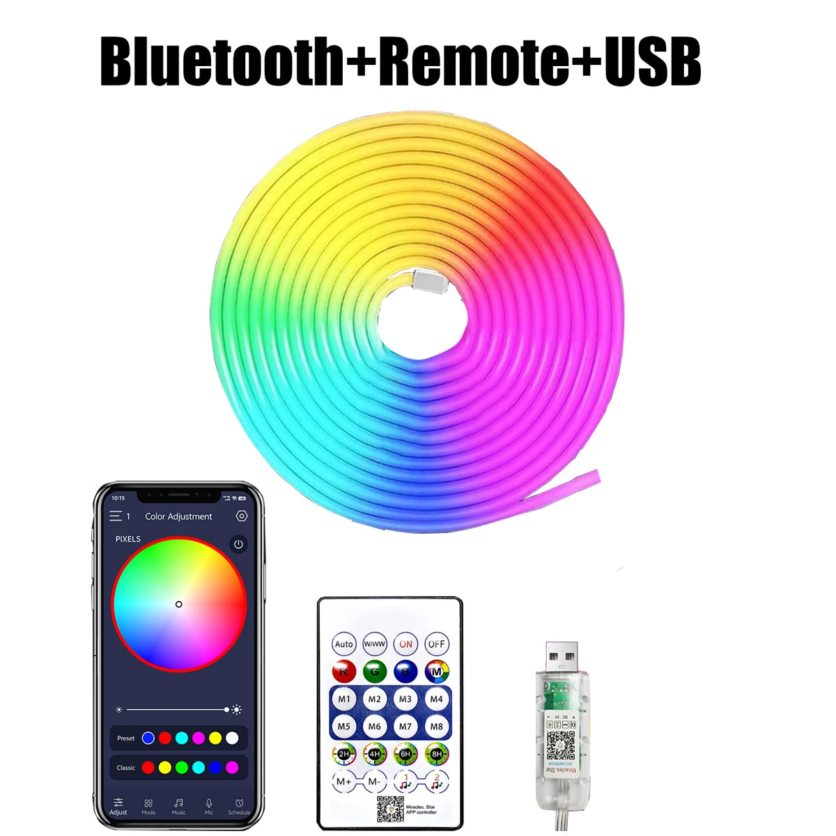 Neon RGB LED Strip — USB, Bluetooth
