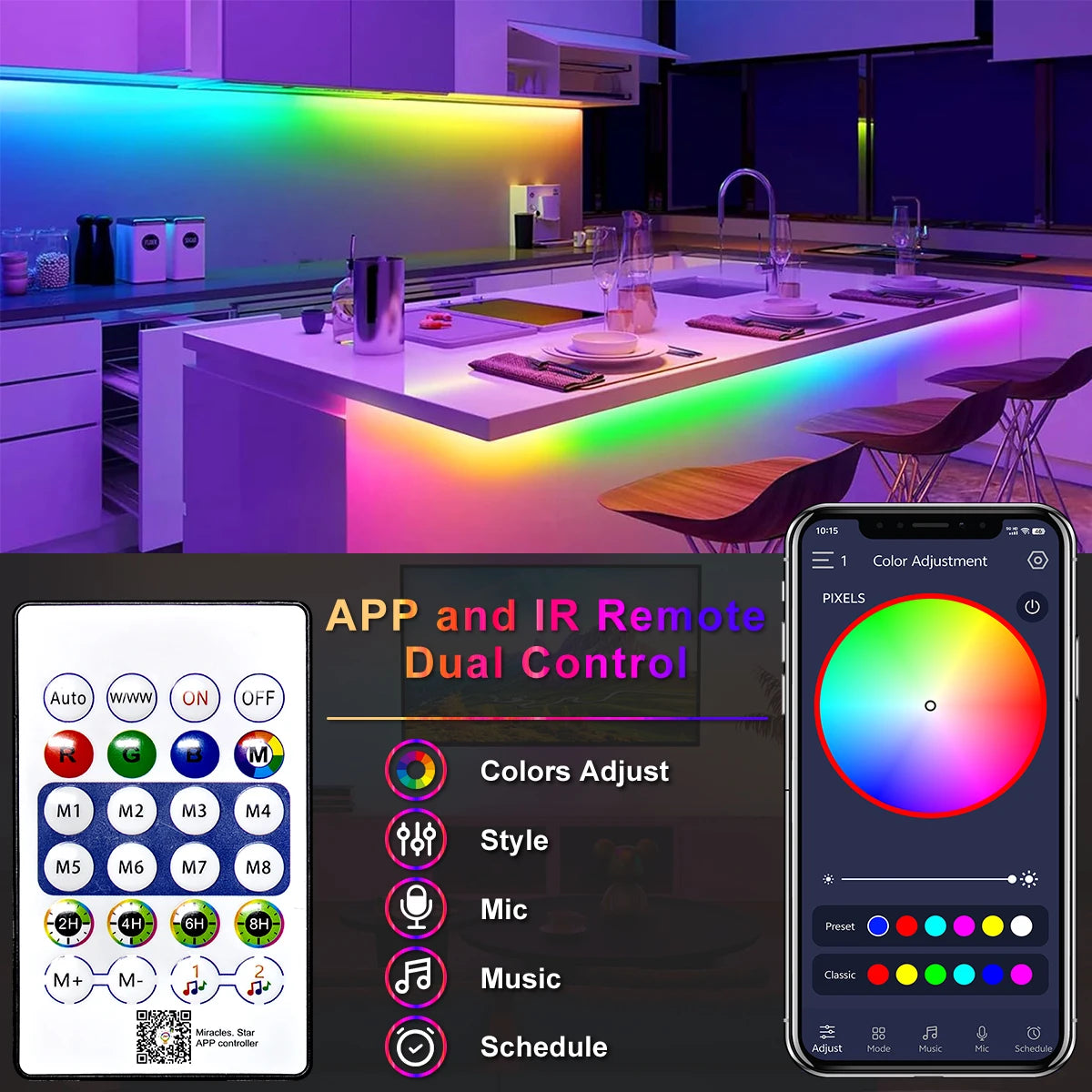 Neon RGB LED Strip — USB, Bluetooth