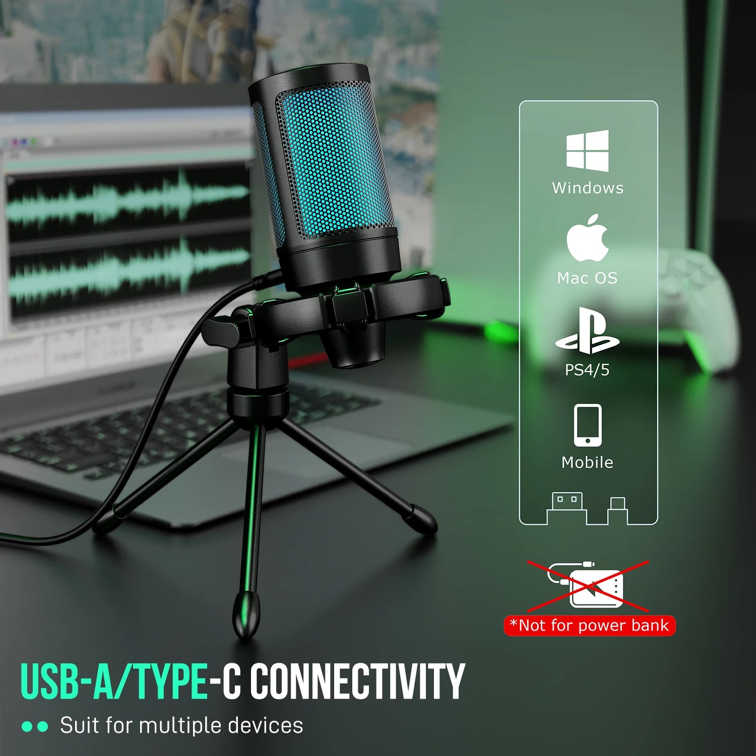 FIFINE AmpliGame A2 RGB USB Microphone